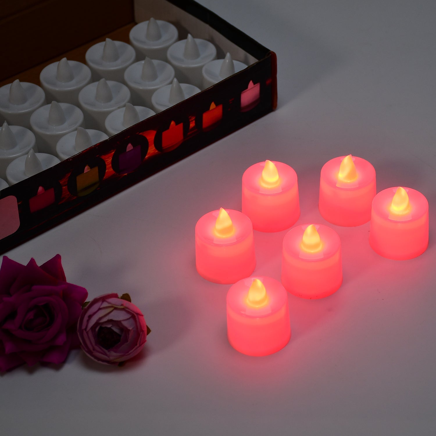6633 Red Flameless LED Tealights, Smokeless Plastic Decorative Candles - Led Tea Light Candle For Home Decoration (Pack Of 24) DeoDap 6633 Red Flameless LED Tealights, Smokeless Plastic Decorative Candles - Led Tea Light Candle For Home Decoration (Pack Of 24) DeoDap